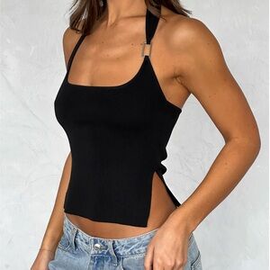 White Fox You're On Your Own Halter Top Black